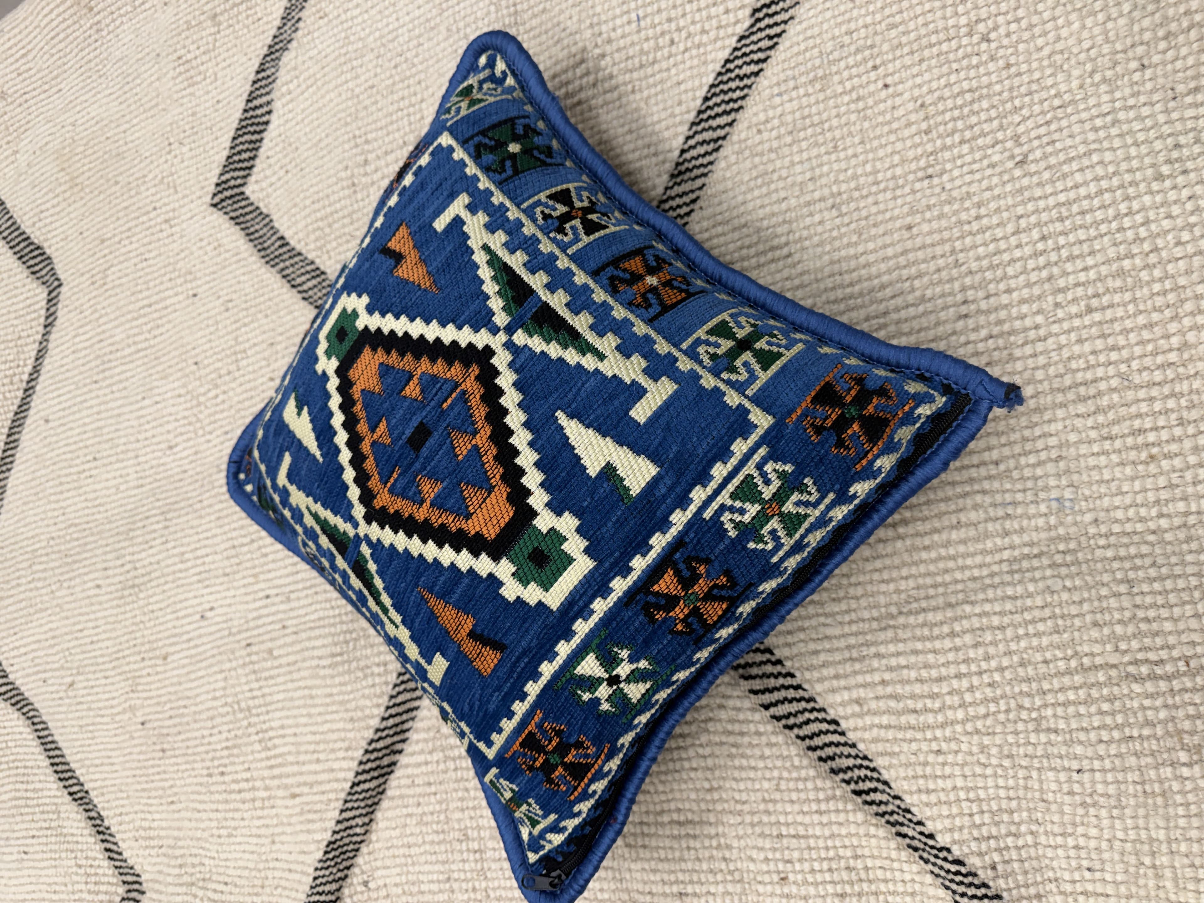 وسادة تقليدية باللون الأزرق-40*40cm 5